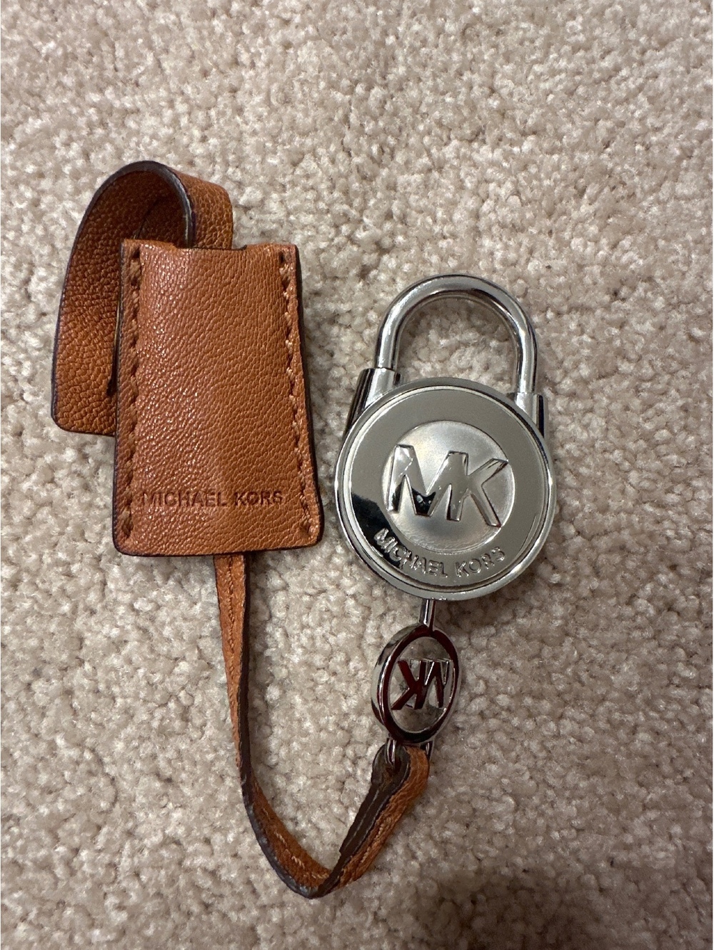 Michael Kors Silver Padlock with Brown Leather Strap and Key
